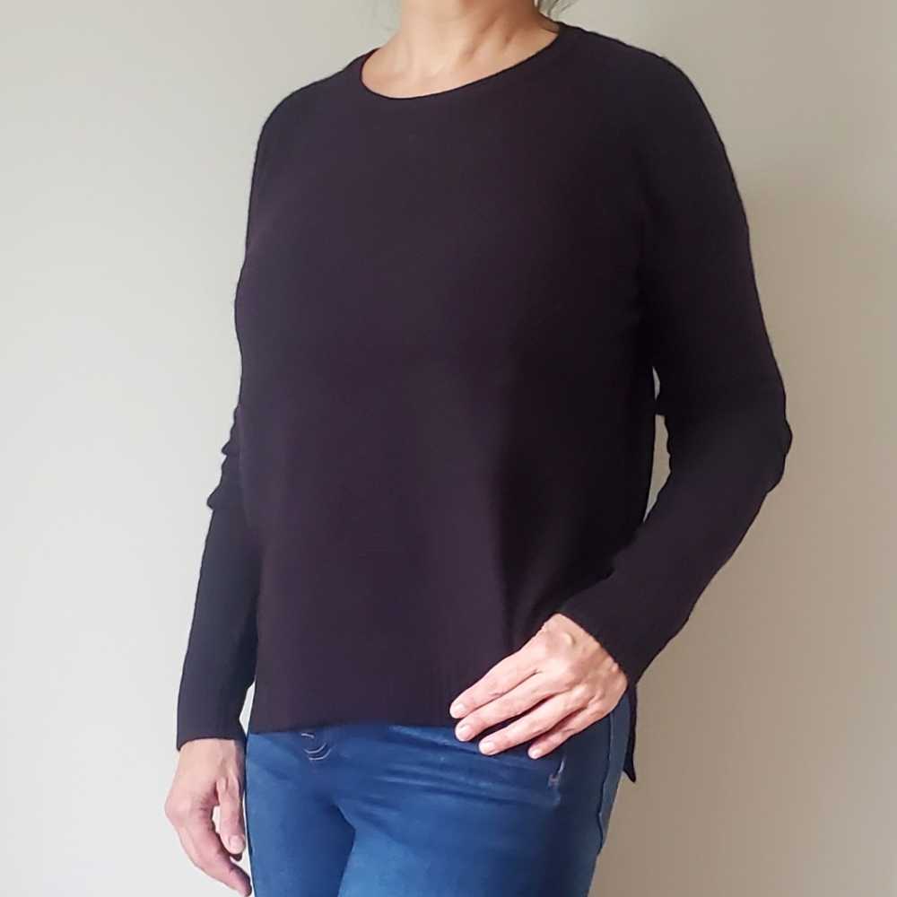 Vince Dark Purple Oversized Knit Sweater
